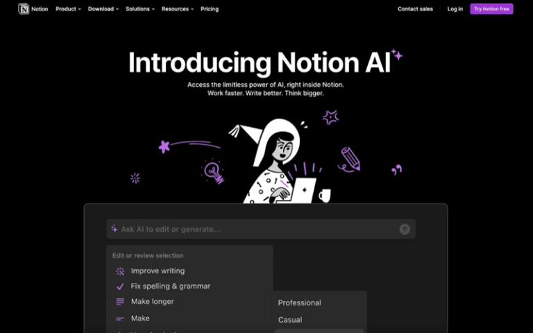 Notion AI Writer et remplissage automatique