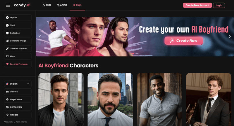 Candy.ai Boyfriend feature