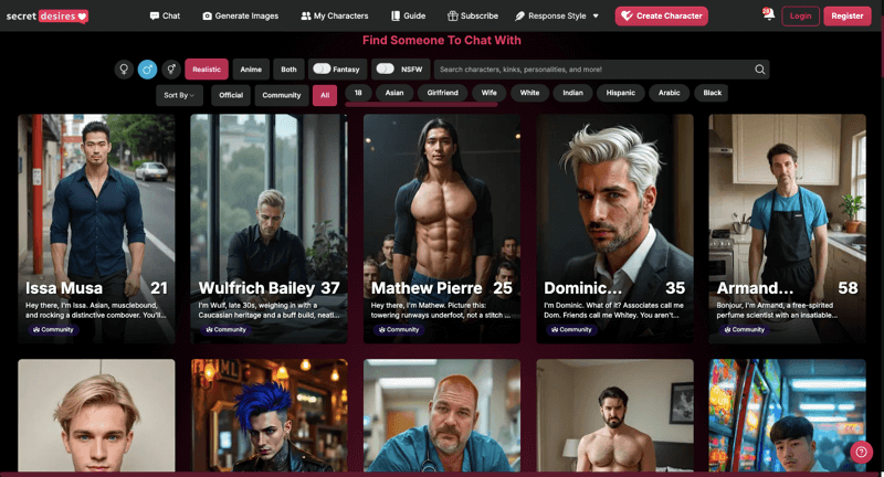 Secret Desires AI Boyfriend feature