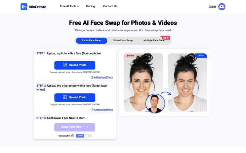 Vidnoz face swap change de visage gratuit pour photos gif et vid os