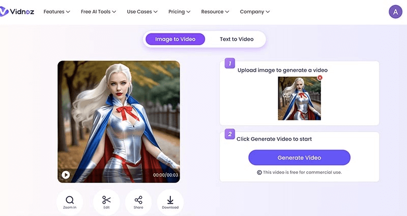 generate AI Cosplay video with image to video mode