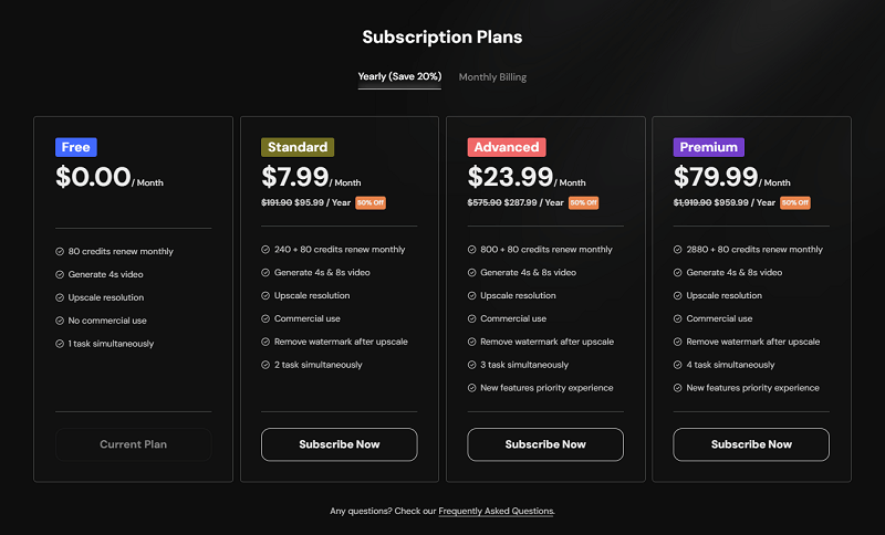 Vidu Studio subscription plans