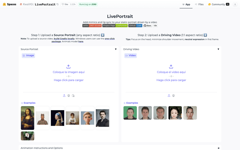 Hugging Face Live Portrait Animate Static Portraits or Images AI