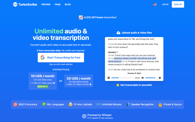 TurboScribe Converts Audio And Video Files Into Text With AI AI Tool 