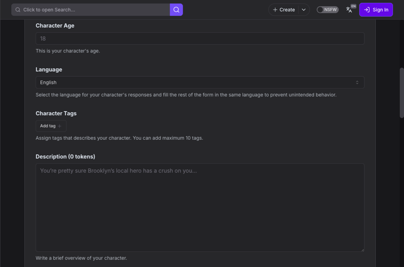 Create a Character on GirlfriendGPT