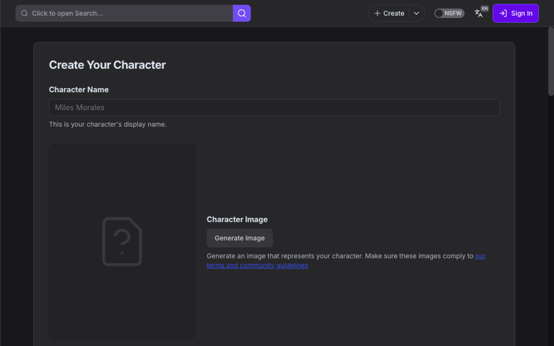Create a Character on GirlfriendGPT