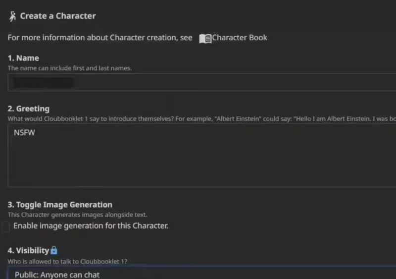 Bypass Character AI filter creating new character